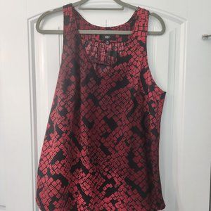 Red/Black Pattern Sleeveless Flowy Top